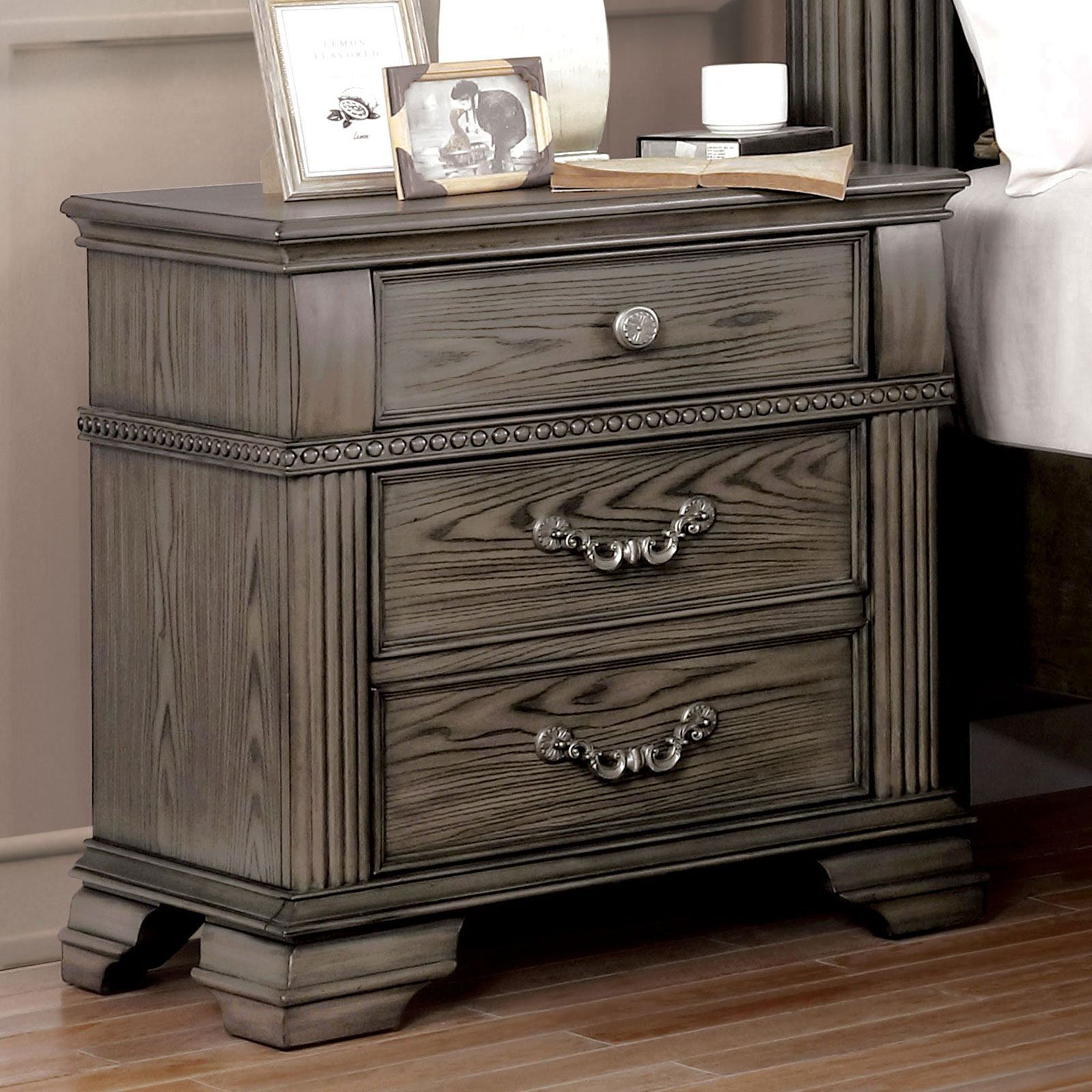 Gray Color Nightstand Bedroom 1pc Nightstand