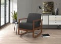 1pc Rocker Accent Chair Modern Living Room Plush dark gray-primary living space-modern-solid wood