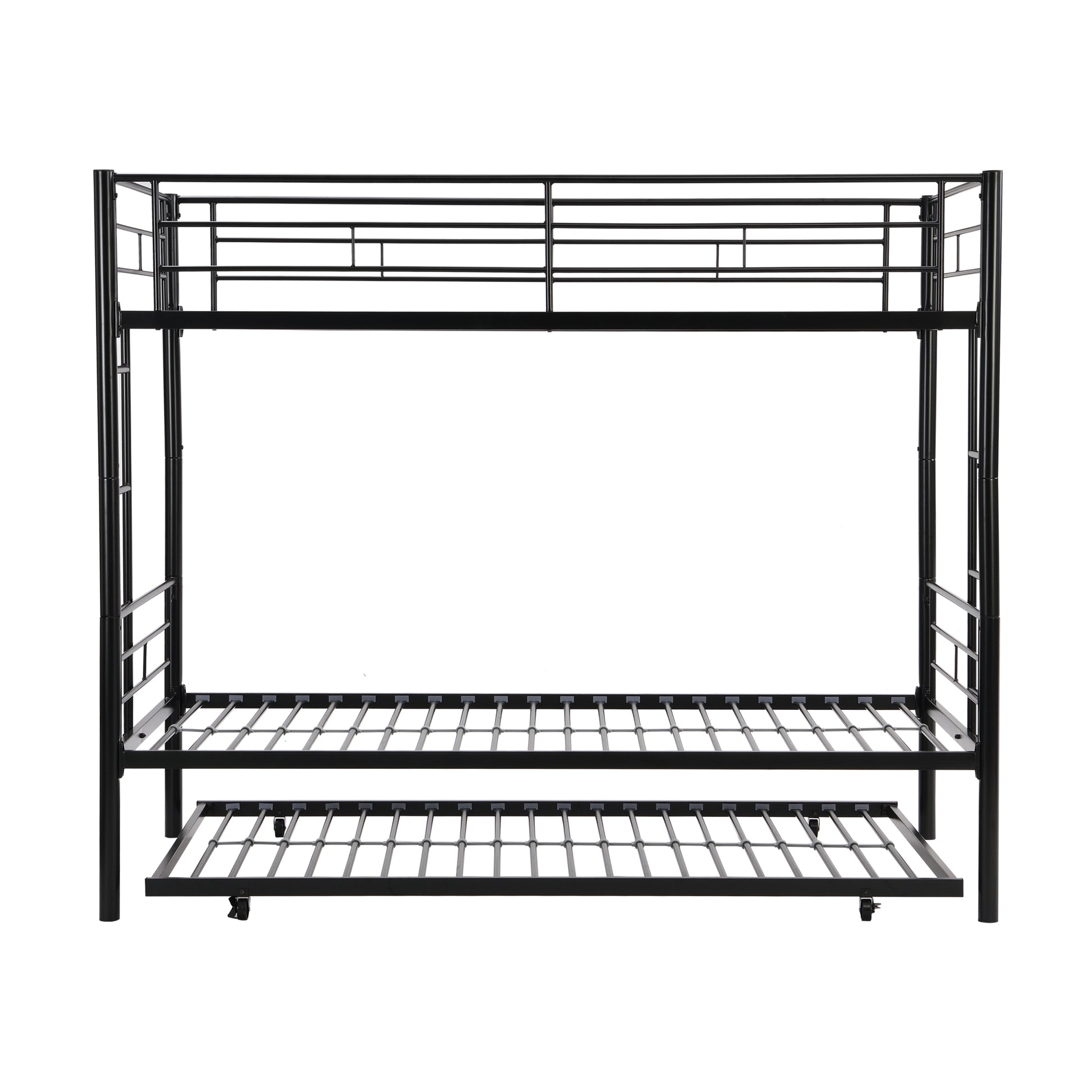 Over Twin Bunk Bed Frame With Trundle,Metal