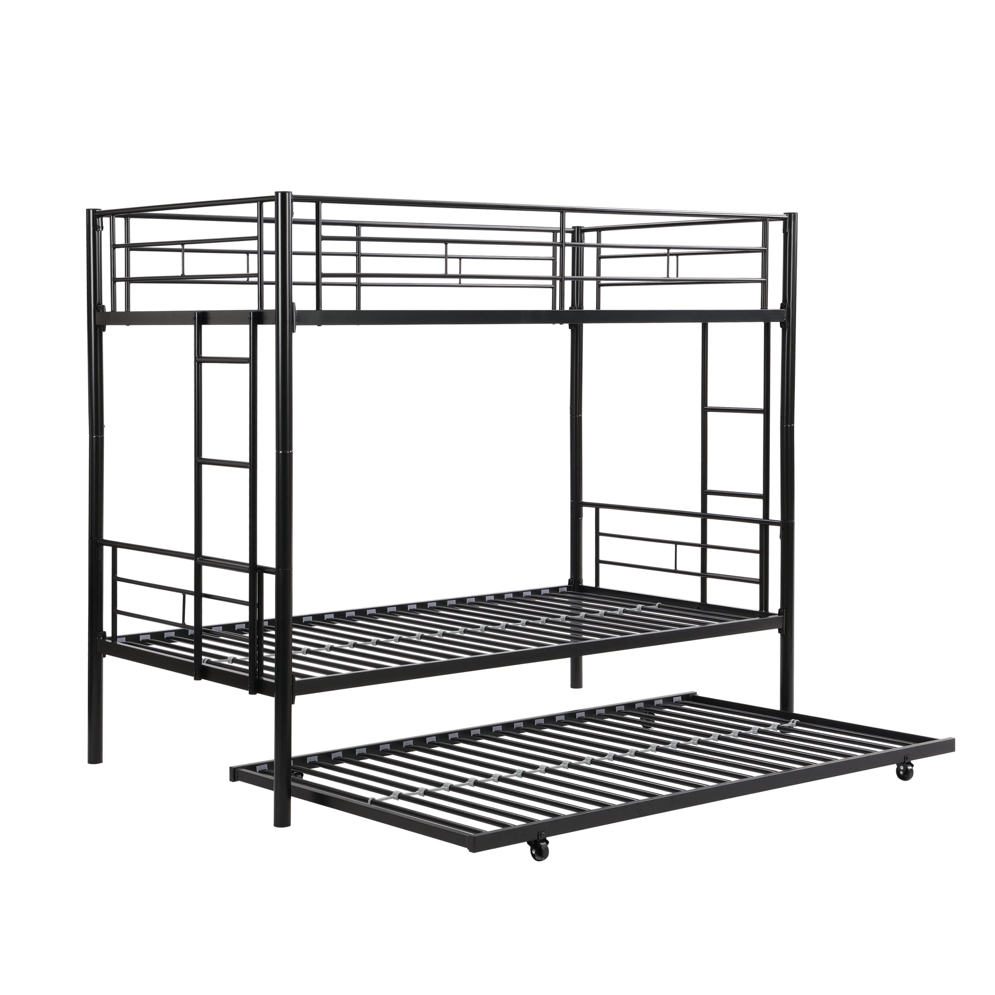 Over Twin Bunk Bed Frame With Trundle,Metal