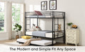 Over Twin Bunk Bed Frame With Trundle,Metal