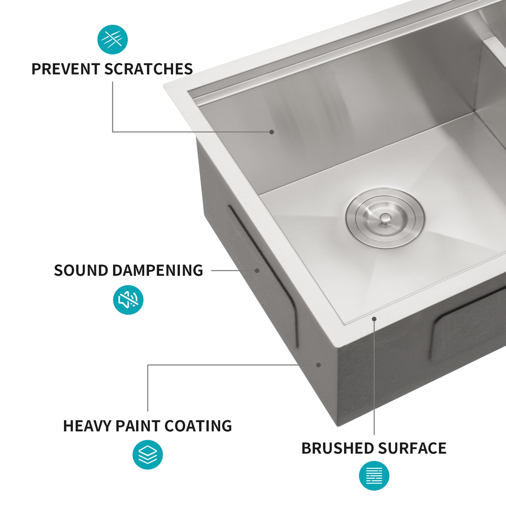 Double Bowl 60 40 Undermount Sink 33"x19" Double Bowl brushed nickel-stainless steel