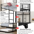 Over Twin Bunk Bed Frame With Trundle,Metal