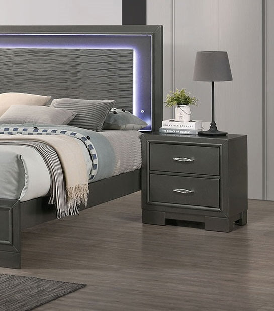 Gray Color Nightstand Bedroom 1pc Nightstand Solid gray-gray-3 drawers-bedroom-bedside