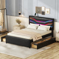 Queen Size Upholstered Storage Platform Bed with LED box spring not