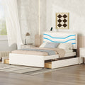 Queen Size Upholstered Storage Platform Bed with LED box spring not