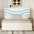 Queen Size Upholstered Storage Platform Bed with LED box spring not