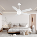 52 Inch White Ceiling Fan with Lights Remote