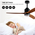 52 inch wood Ceiling Fan with Lights black brown-metal