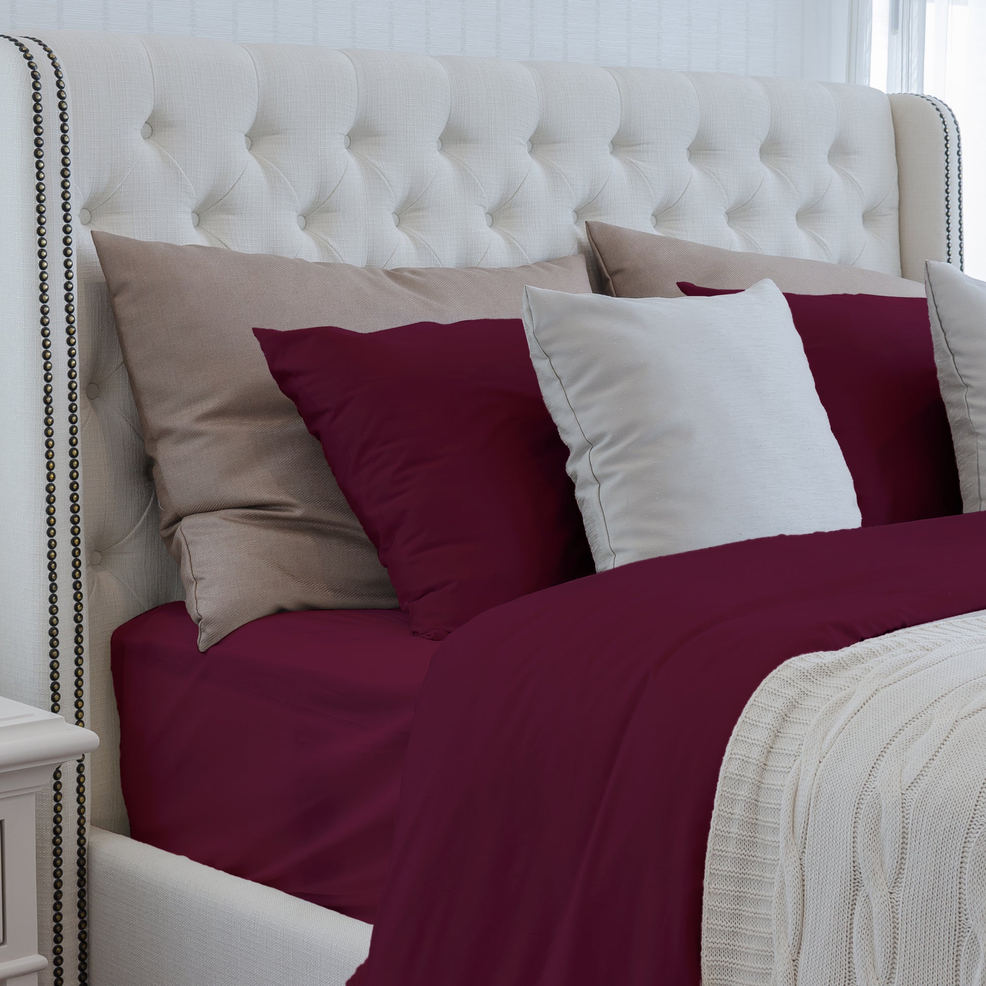 Luxurious Viscose from 100% Bamboo 4 Piece sheet Set burgundy-bamboo