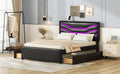 Queen Size Upholstered Storage Platform Bed with LED box spring not