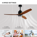 52 inch wood Ceiling Fan with Lights black brown-metal