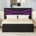 Queen Size Upholstered Storage Platform Bed with LED box spring not