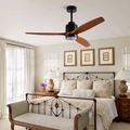 52 inch wood Ceiling Fan with Lights black brown-metal