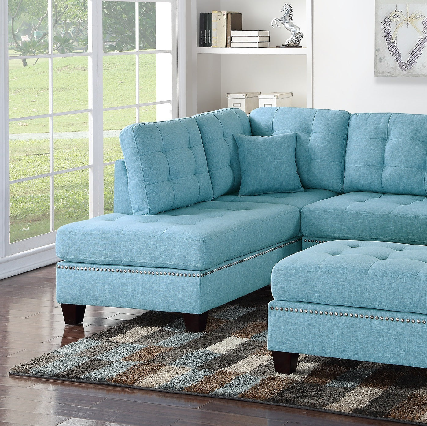 Modern Blue Color 3pcs Sectional Living Room