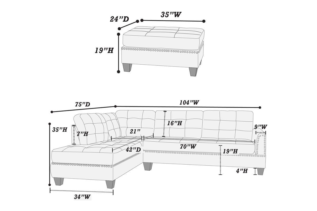 Modern Coffee Color 3pcs Sectional Living Room