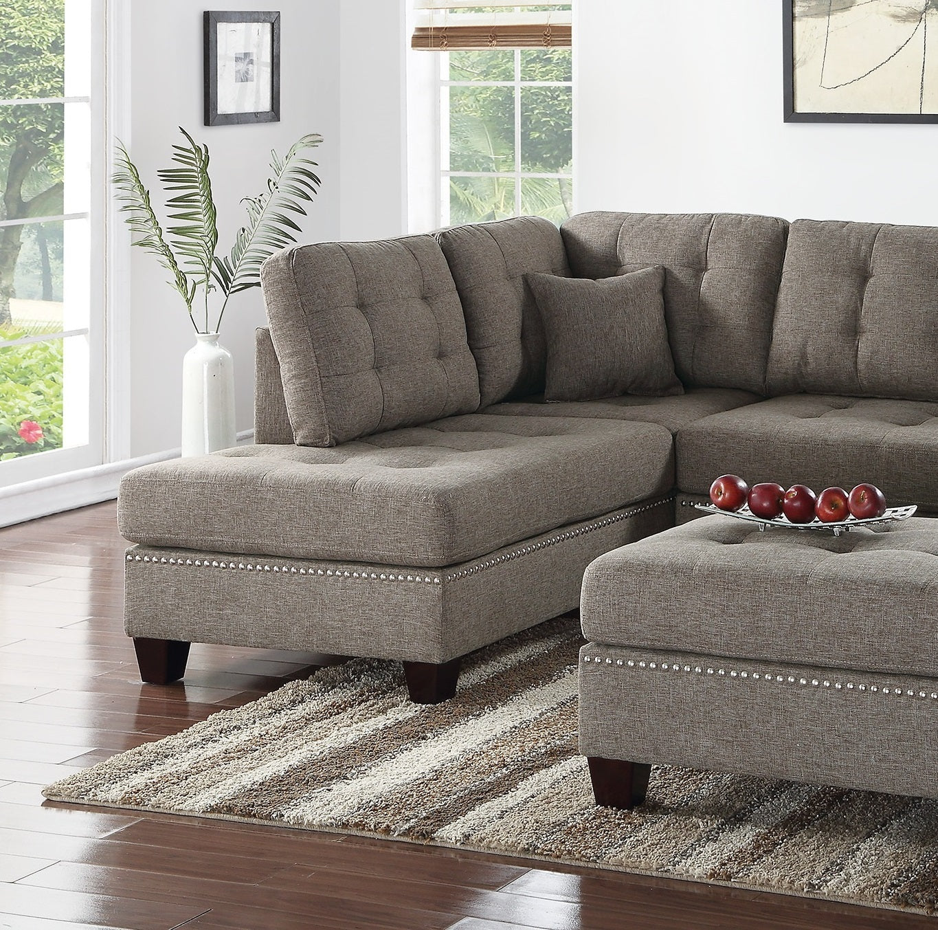 Modern Coffee Color 3pcs Sectional Living Room