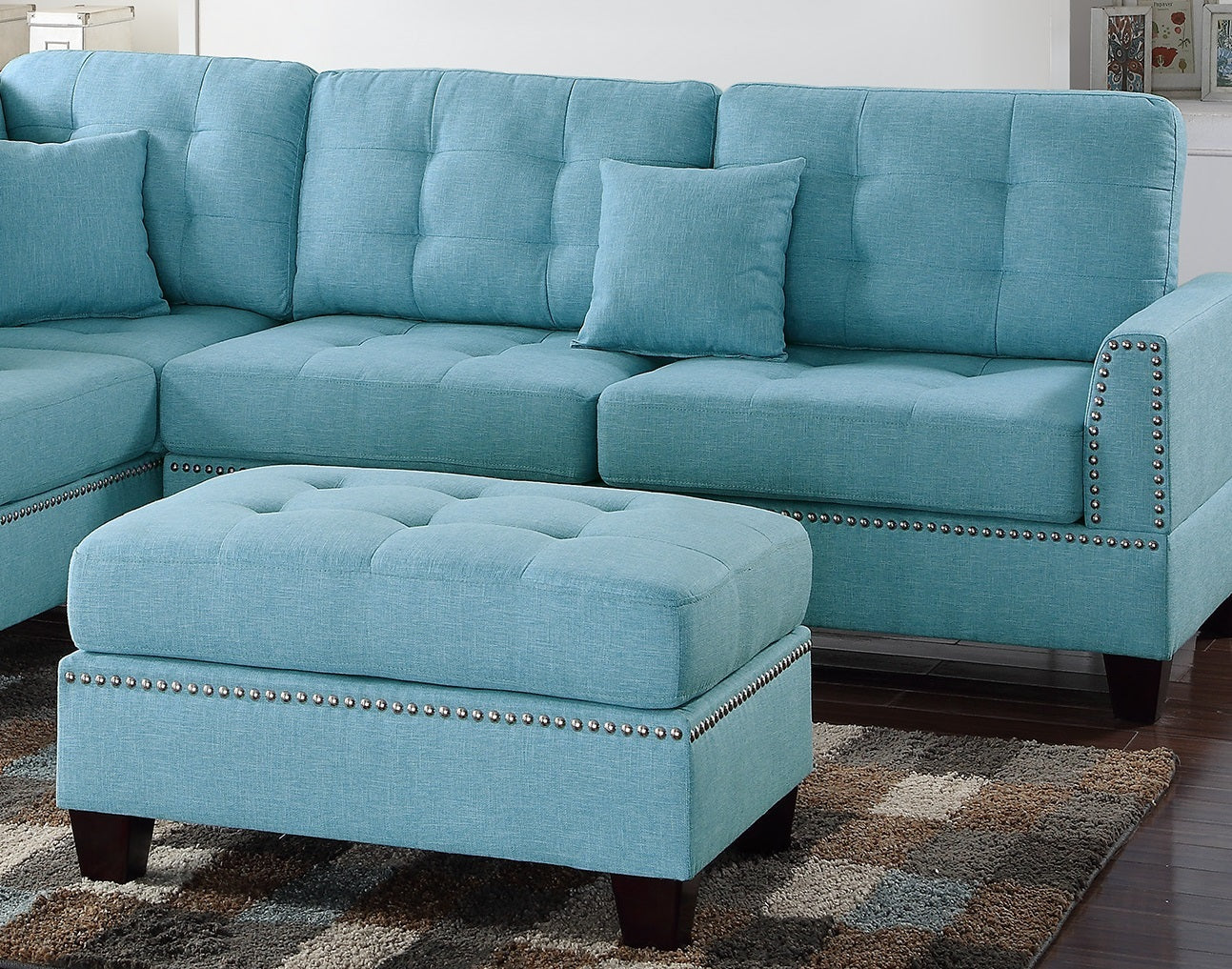 Modern Blue Color 3pcs Sectional Living Room