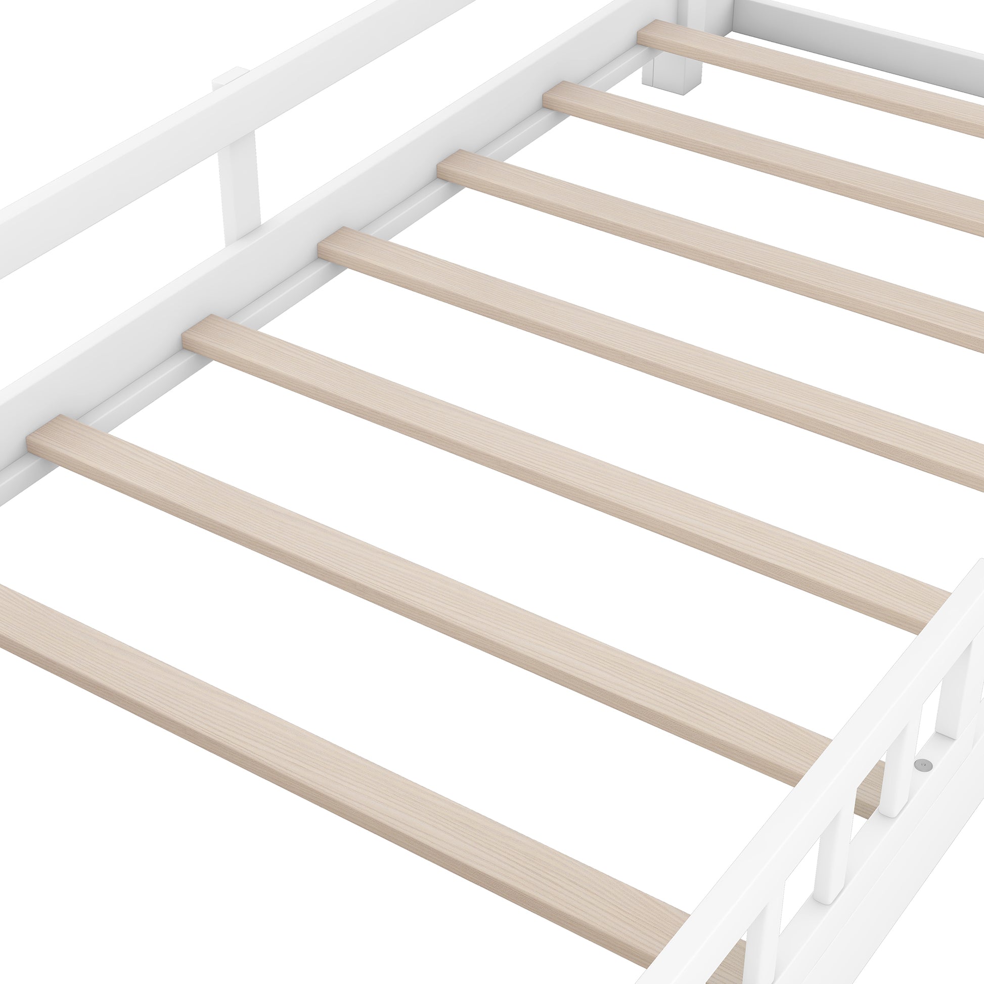 Wood Twin Size Platform Bed With Built In Led