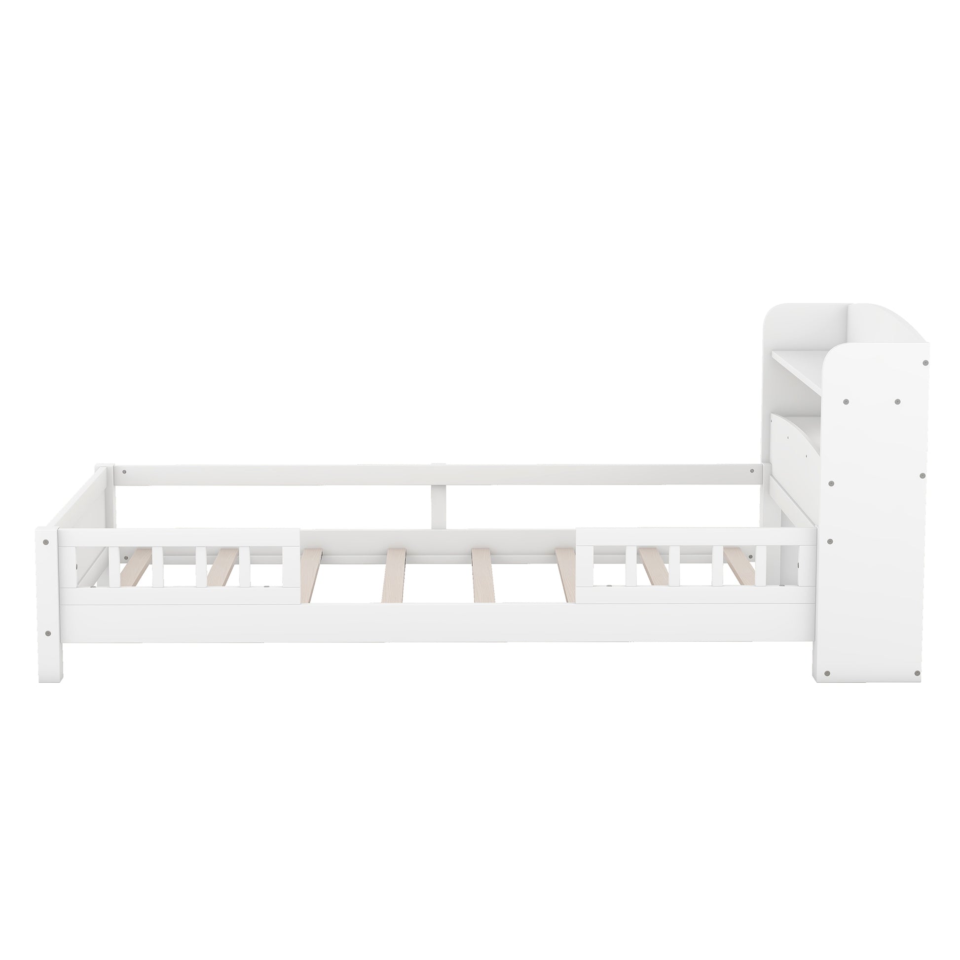 Wood Twin Size Platform Bed With Built In Led