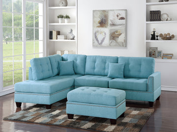 Modern Blue Color 3pcs Sectional Living Room