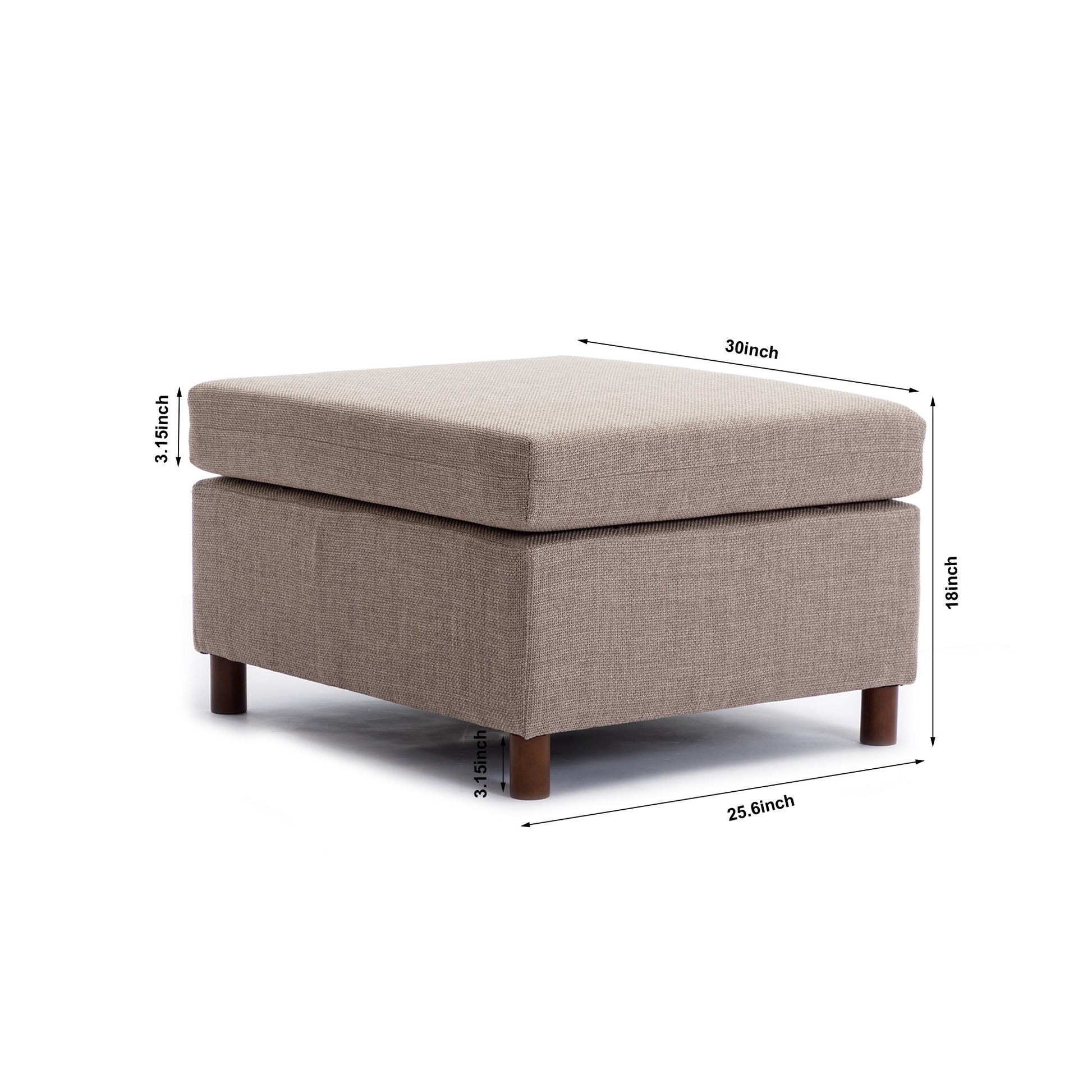 Single Movable Ottoman for Modular Sectional Sofa grey-wood-primary living