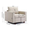 Single Seat Module Sofa Sectional Couch,Cushion Covers cream-linen-wood-primary living