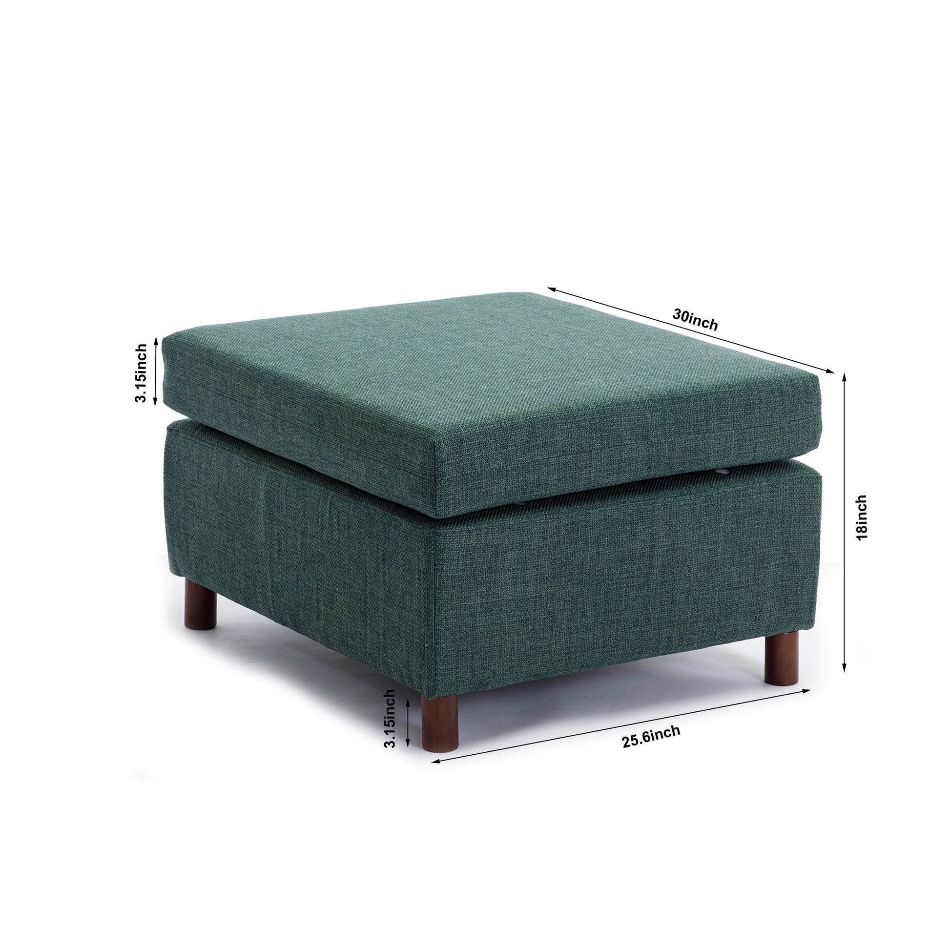 Single Movable Ottoman for Modular Sectional Sofa green-wood-primary living