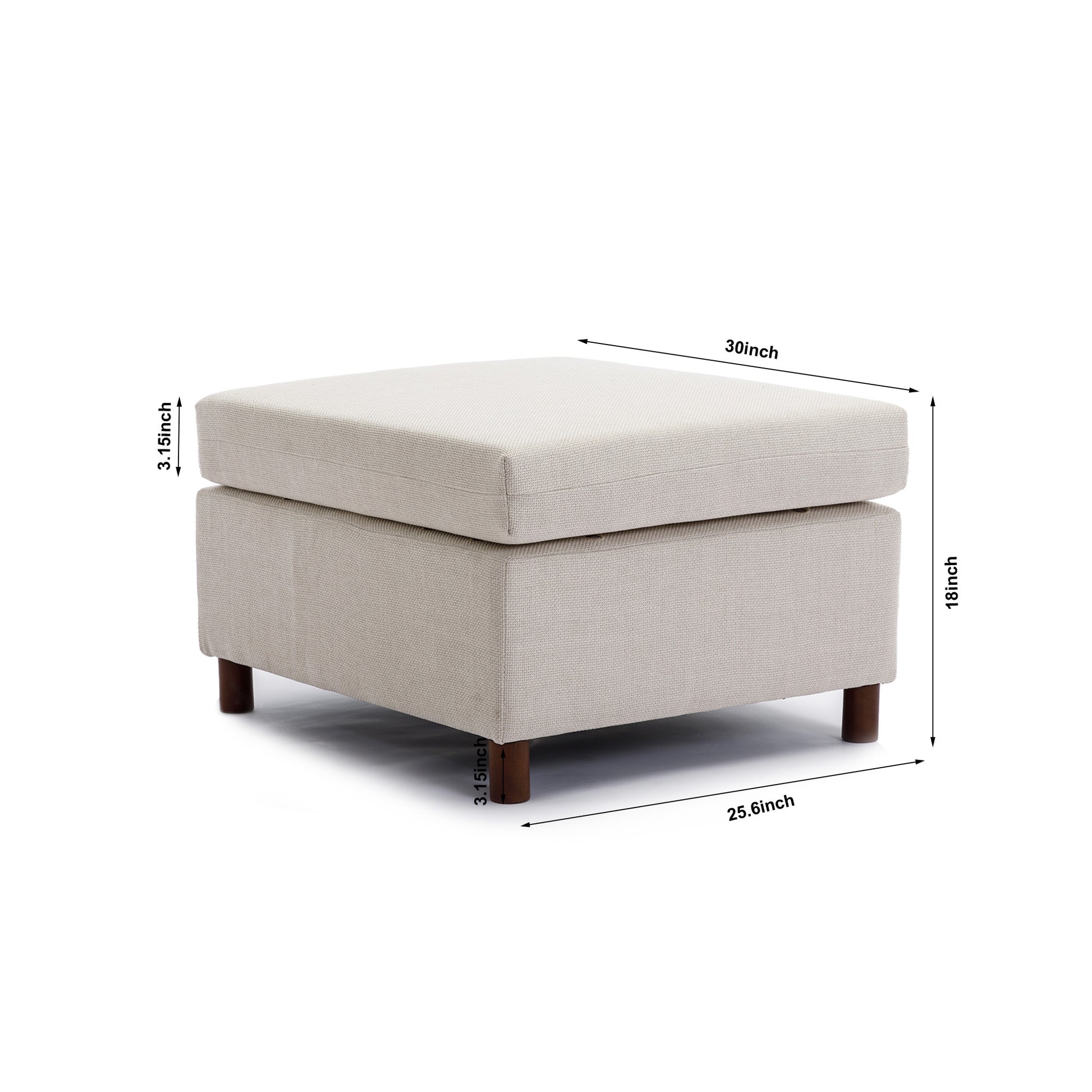 Single Movable Ottoman for Modular Sectional Sofa cream-wood-primary living