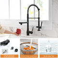 Commercial Kitchen Faucet Pull Down Sprayer Black and black and