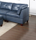 Genuine Leather Ink Blue Tufted 6pc Modular Sofa Set blue-genuine leather-wood-primary living