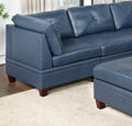 Genuine Leather Ink Blue Tufted 6pc Modular Sofa Set blue-genuine leather-wood-primary living