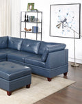 Genuine Leather Ink Blue Tufted 6pc Modular Sofa Set blue-genuine leather-wood-primary living