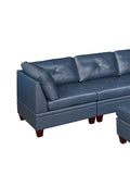 Genuine Leather Ink Blue Tufted 7pc Modular Sofa Set blue-genuine leather-wood-primary living