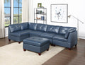 Genuine Leather Ink Blue Tufted 6pc Modular Sofa Set blue-genuine leather-wood-primary living