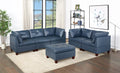 Genuine Leather Ink Blue Tufted 6pc Modular Sofa Set blue-genuine leather-wood-primary living