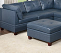 Genuine Leather Ink Blue Tufted 8pc Sectional Set 3x blue-genuine leather-wood-primary living