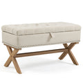 35 Inch Storage Ottoman, Button Tufted Ottoman