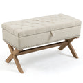 35 Inch Storage Ottoman, Button Tufted Ottoman