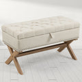 35 Inch Storage Ottoman, Button Tufted Ottoman