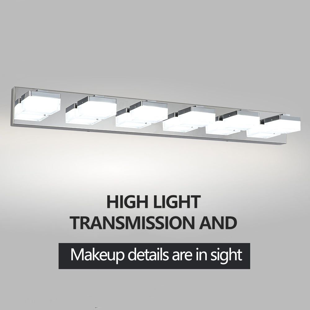 Modern 6 Light Chrome LED Vanity Mirror Light Fixture chrome-modern-acrylic-stainless steel