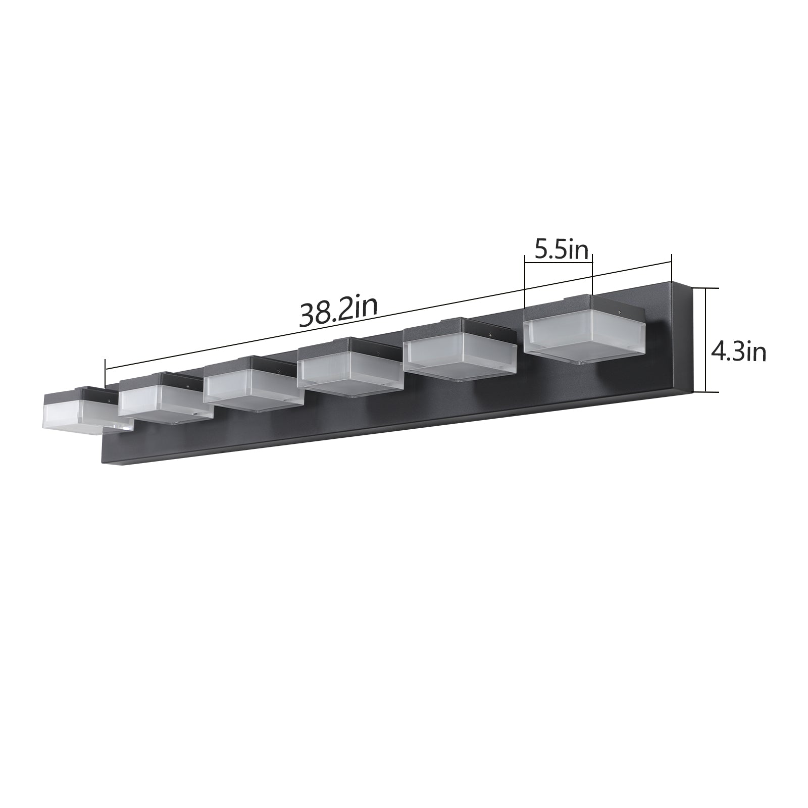 Modern 6 Light Black LED Vanity Mirror Light Fixture black-modern-acrylic-iron