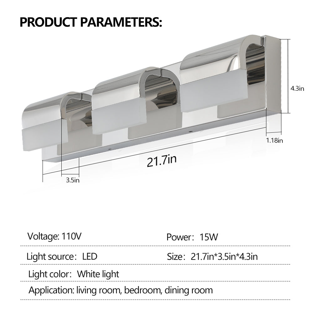 Bathroom Vanity Lighting 3 Light LED Vanity Lights chrome-modern-acrylic-stainless steel