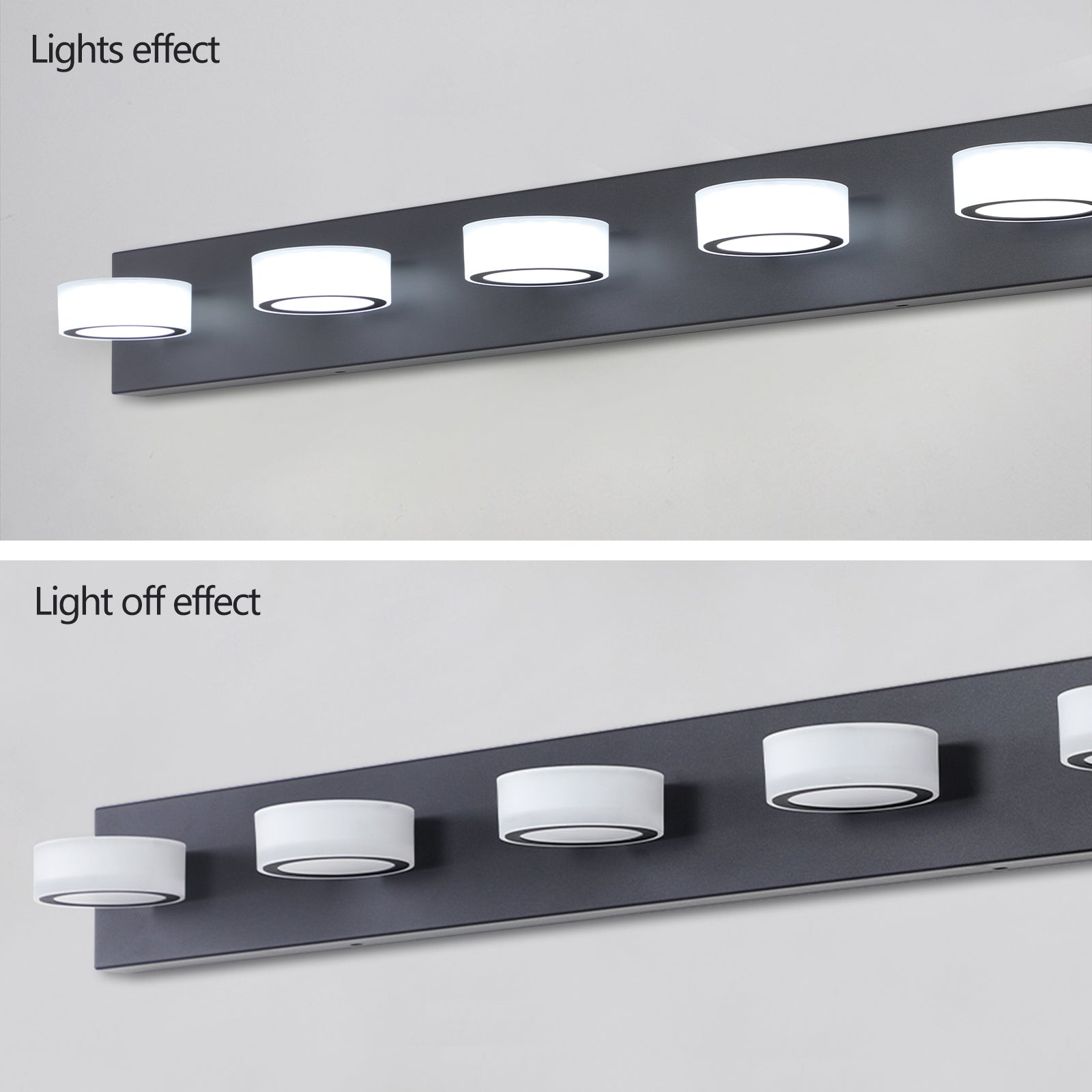 LED Modern Black 5 Light Vanity Lights Fixtures Over black-modern-acrylic-iron