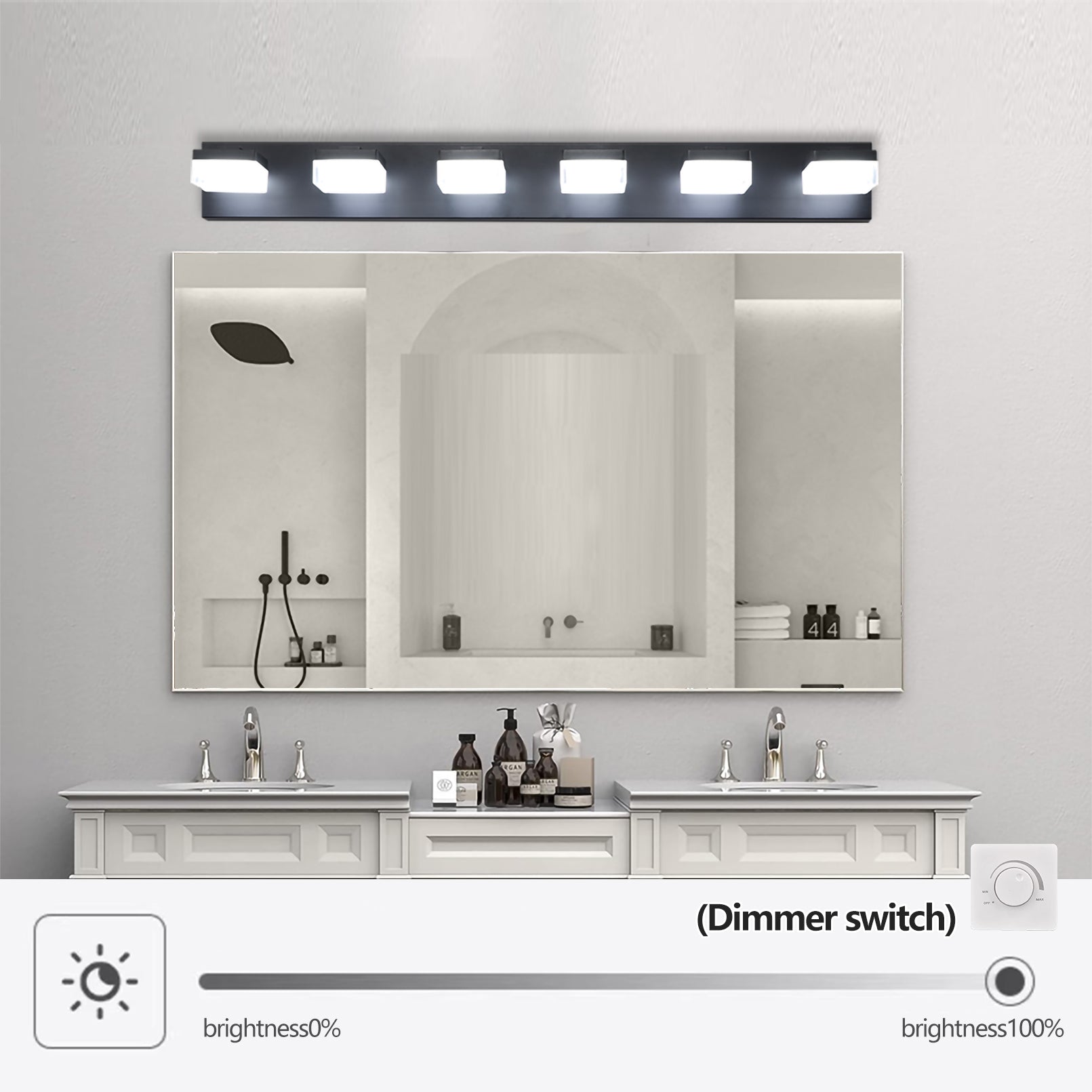 Modern 6 Light Black LED Vanity Mirror Light Fixture black-modern-acrylic-iron