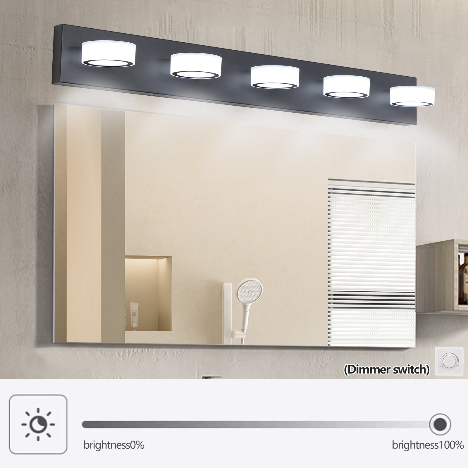 LED Modern Black 5 Light Vanity Lights Fixtures Over black-modern-acrylic-iron