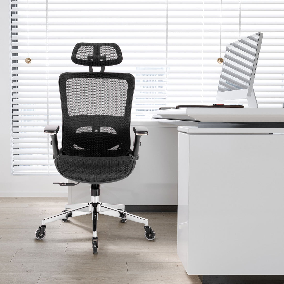 GREY Ergonomic Mesh Office Chair, High Back Adjustable black-office-american design-office