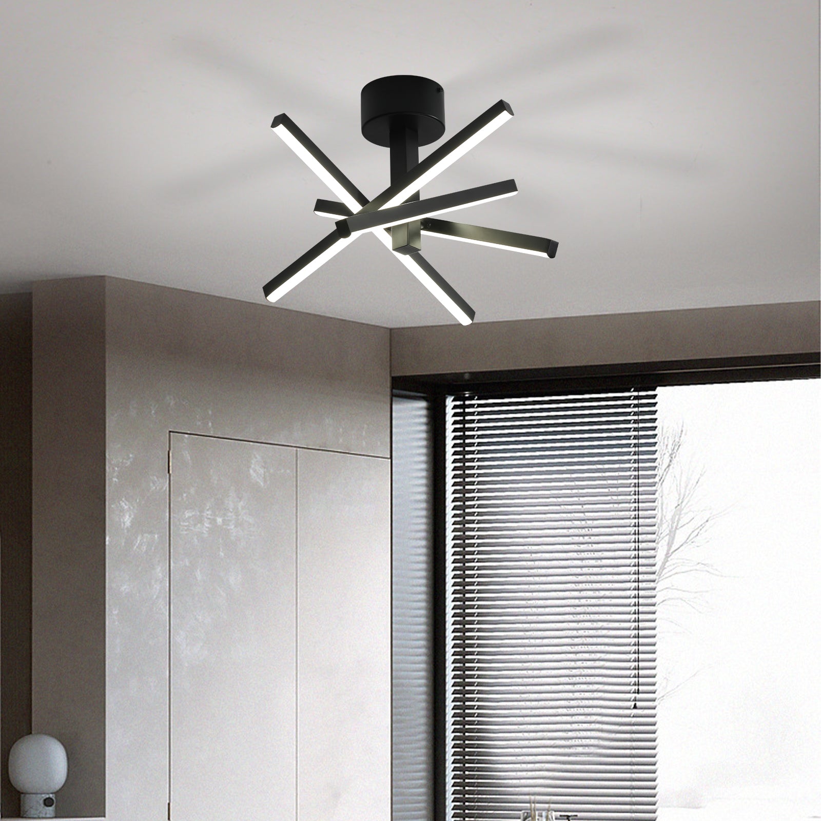 LED Semi Flush Mount Ceiling lamp black-modern-aluminium-iron