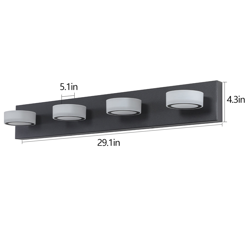 LED Modern Black 4 Light Vanity Lights Fixtures Over black-modern-acrylic-iron