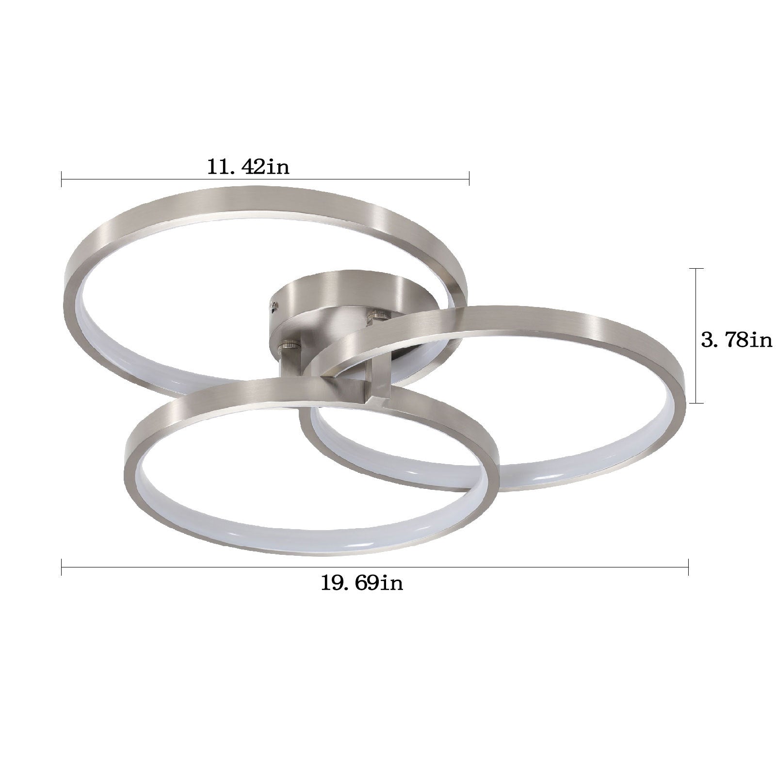 Three ring design, contemporary semi flush mount with chrome-modern-aluminium-iron
